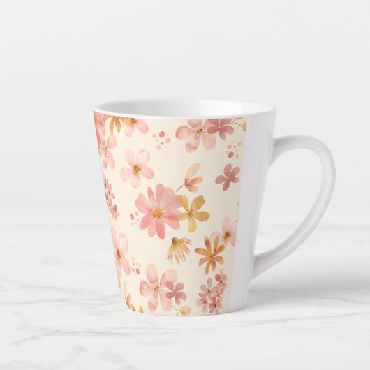 Boho hippie rustic aardse natuurlijke bloemen latte mok (Rechts)