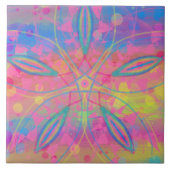 Boho Hippie Tie Dye Neon Pastel Mandala Abstract Tegeltje (Voorkant)