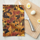 Boho Hippie Tribal Brown Green Red Native Pattern Theedoek (Quarter Fold)