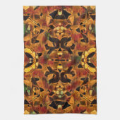 Boho Hippie Tribal Brown Green Red Native Pattern Theedoek (Verticaal)