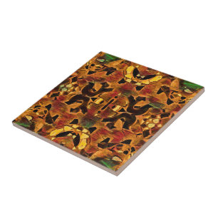 Boho Hippie Tribal Bruin Groen Patroon Tegeltje