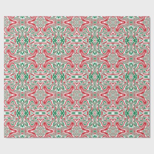 Boho Hippie Trippy Retro Swirly Kerstpatroon Cadeaupapier (Vlak)