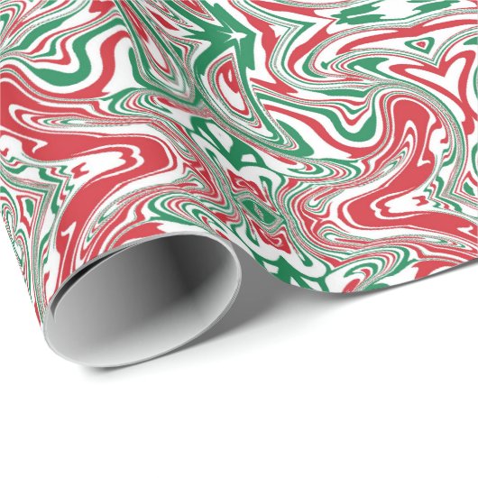 Boho Hippie Trippy Retro Swirly Kerstpatroon Cadeaupapier (Rol Hoek)