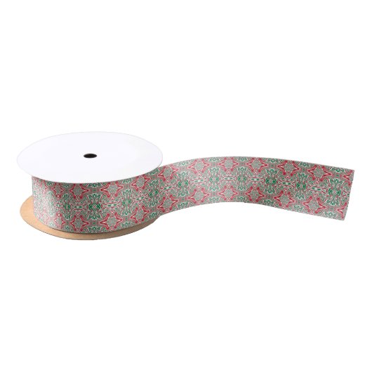 Boho Hippie Trippy Retro Swirly Kerstpatroon Satijnen Lint (Spoel)