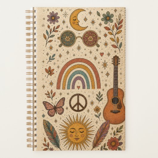 Boho hippie vintage retro look planner (Voorkant)