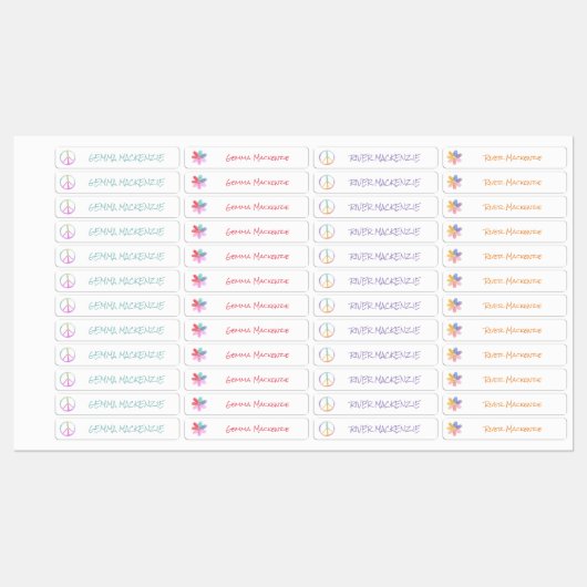 Boho Hippie Waterbestendige naam Labels (Vel)