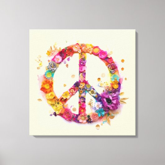 Boho Hippy 60s 70s Peace Sign Canvas Print (Voorkant)