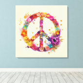 Boho Hippy 60s 70s Peace Sign Canvas Print (Insitu (Houten vloer))