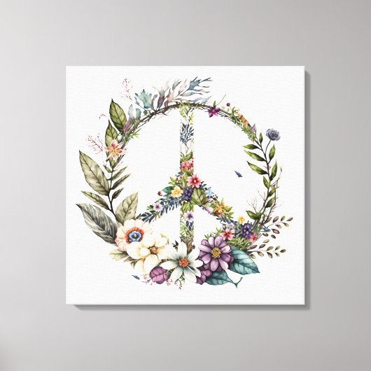 Boho Hippy 60s 70s Peace Sign Canvas Print (Voorkant)