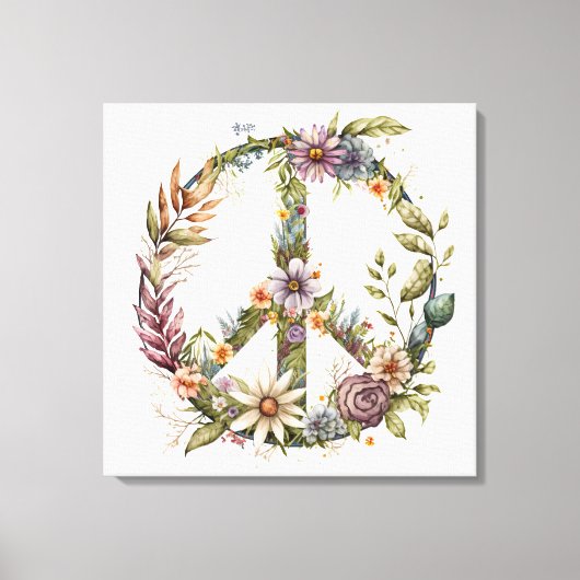 Boho Hippy 60s 70s Peace Sign Canvas Print (Voorkant)