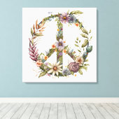 Boho Hippy 60s 70s Peace Sign Canvas Print (Insitu (Houten vloer))