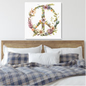 Boho Hippy 60s 70s Peace Sign Canvas Print (Insitu (Slaapkamer))