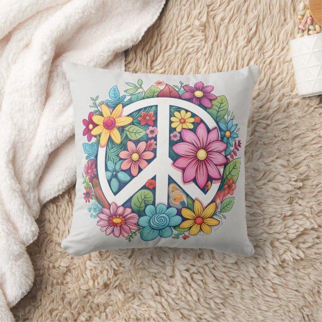 Boho Hippy 60s 70s Peace Sign Kussen (Deken)