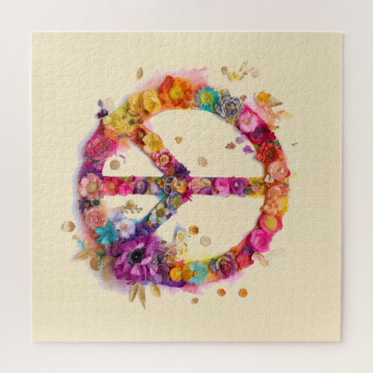 Boho Hippy 60s 70s Peace Sign Legpuzzel (Horizontaal)