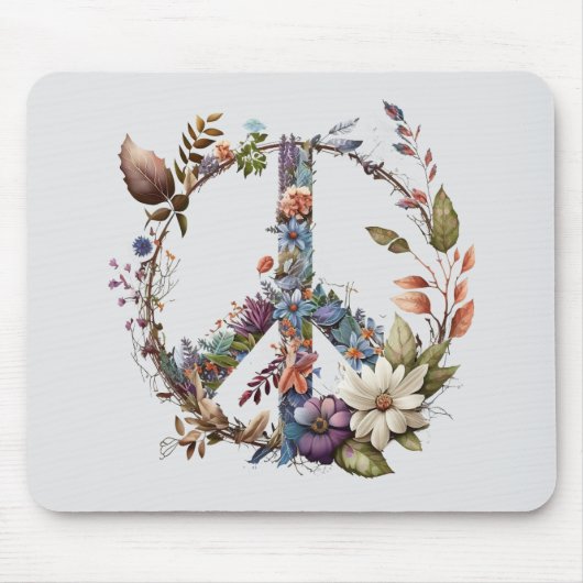 Boho Hippy 60s 70s Peace Sign Muismat (Voorkant)