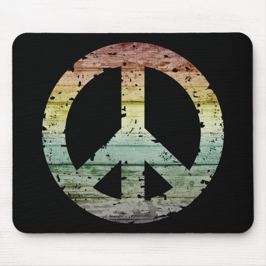 Boho Hippy 60s 70s Peace Sign Muismat (Voorkant)
