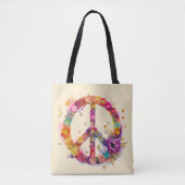 Boho Hippy 60s 70s Peace Sign Tote Bag (Voorkant)