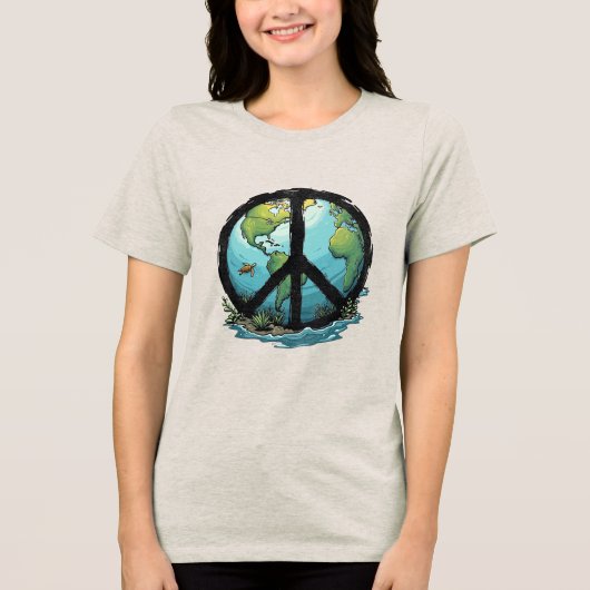 Boho Hippy 60s 70s Vrede Liefde Tri-Blend Shirt (Voorkant)