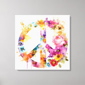 Boho Hippy 60s 70s Vredesteken Canvasprint Canvas Afdruk (Voorkant)