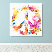 Boho Hippy 60s 70s Vredesteken Canvasprint Canvas Afdruk (Insitu (Houten vloer))