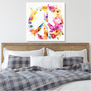 Boho Hippy 60s 70s Vredesteken Canvasprint Canvas Afdruk