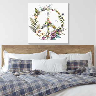 Boho Hippy 60s 70s Vredesteken Canvasprint Canvas Afdruk