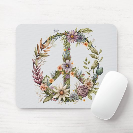Boho Hippy 60s 70s Vredesteken Muismat (Met muis)