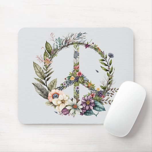 Boho Hippy 60s 70s Vredesteken Muismat (Met muis)