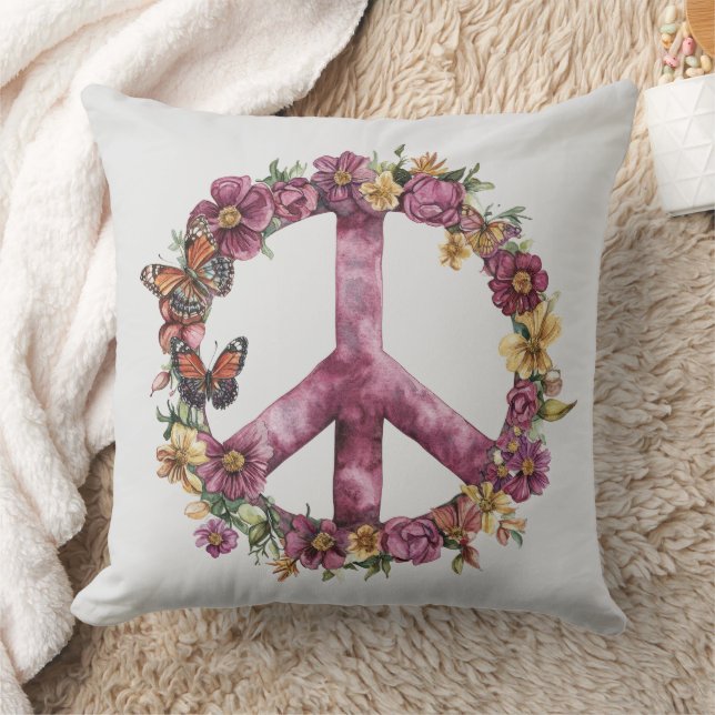 Boho Hippy jaren 60 70 Vredesteken Kussen (Deken)