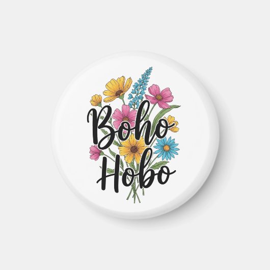 Boho Hobo bloem boeket ontwerp Magneet (Voorkant)
