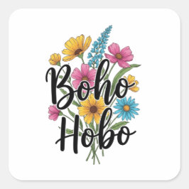 Boho Hobo bloem boeket ontwerp Vierkante Sticker
