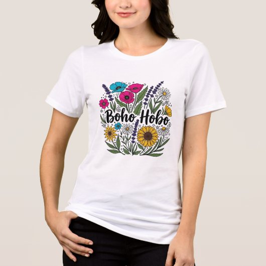 Boho Hobo bloementuin ontwerp Tri-Blend Shirt (Voorkant)