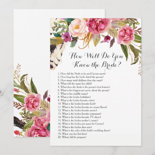 Boho Hoe goed ken je de bruid? Kaart (Voorkant / Achterkant)