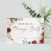 Boho hoe groot is mama's buikkaart bordeaux goud informatiekaartje (Staand voorkant)