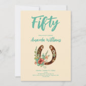 Boho Hoefijzer Wildbloemen 50ste verjaardag Kaart (Voorkant)