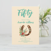 Boho Hoefijzer Wildbloemen 50ste verjaardag Kaart (Staand voorkant)