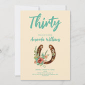 Boho Hoefijzer Wildflower Dertigste Verjaardag Kaart (Voorkant)