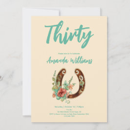 Boho Hoefijzer Wildflower Dertigste Verjaardag Kaart