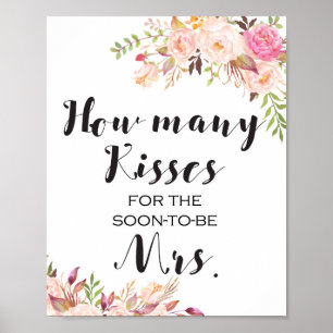 Boho Hoeveel Kisses Game Sign Poster