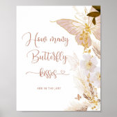 Boho Hoeveel vlinder kisses baby shower spel Poster (Voorkant)
