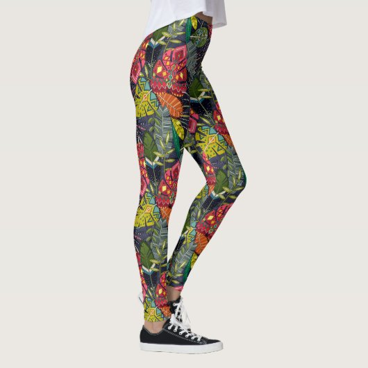Boho Hojas middernacht Leggings (Rechts)