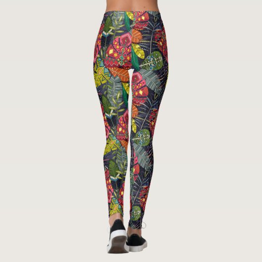 Boho Hojas middernacht Leggings (Achterkant)