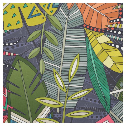 Boho Hojas middernacht Stof (Swatch)