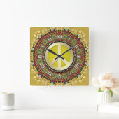 Boho Holiday Dreams PEACE Satin Lace Mandala Vierkante Klok (Huis)