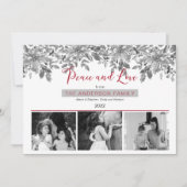 Boho Holiday Greenery Peace and Love 3 Foto Feestdagenkaart (Voorkant)