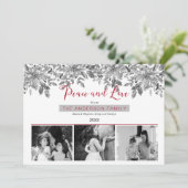 Boho Holiday Greenery Peace and Love 3 Foto Feestdagenkaart (Staand voorkant)