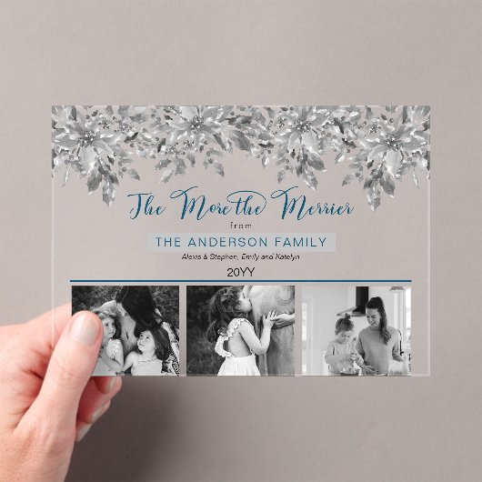 Boho Holiday Greenery The More the Merrier 3 Photo Acryl Uitnodigingen (Insitu (Draagbaar))