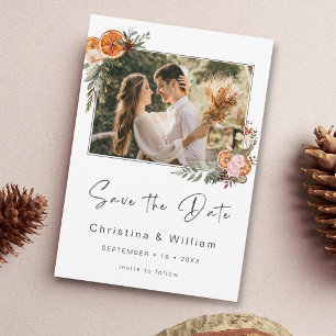 Boho Holiday Wedding Save the Date Kaart