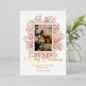 Boho Holiday Wreate Kerstfoto Folie Feestdagenkaart (Staand Voorkant)