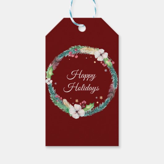  Boho Holiday Wreath Cadeaulabel (Voorkant)